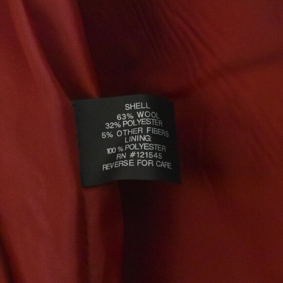 London Fog Women's Double Lapel Thigh Length Button Front Wool Coat w/Belt Red - Picture 11 of 13